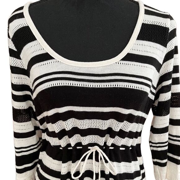 MOTHERHOOD Maternity Babydoll Knit Sweater, black & cream, size M - Picture 2 of 11